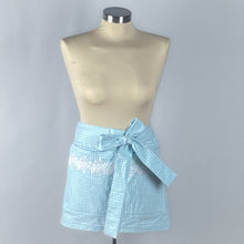 Load image into Gallery viewer, Half Apron- Blue and White Check and Floral Lace
